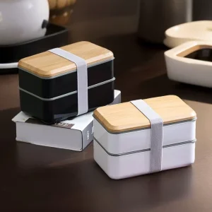Premium Japanese Style Double Layer Lunch Box Fresh Keeping Portable Bento Box with Lid