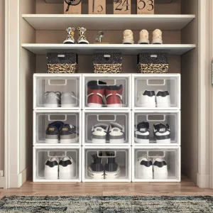 Premium Transparent Plastic Shoe Box Stackable PP Shoe Organizer Dustproof Shoe Storage Container for Home Use