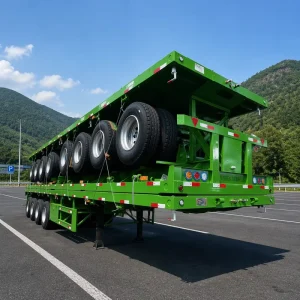 Price 4 Axle Steel Flatbed Container Semi Trailer 20Ft 40Ft 53 Ft with 60000kg Max Payload for Container Transport