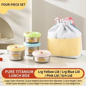 Pure Titanium Food Storage Bowl With Portable Silicone Handle Airtight Leakproof Microwave Safe Lunch Container for Office Picnic