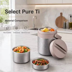 Pure Titanium Lunch Box Ultralight 1.3 1.6L Vacuum Insulated BPA Free for Outdoor Camping Hiking for OEM
