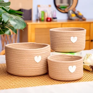 Rattan Woven Storage Basket Makeup Cosmetic Desktop Organizer Nordic Style Kitchen Bathroom Living Room