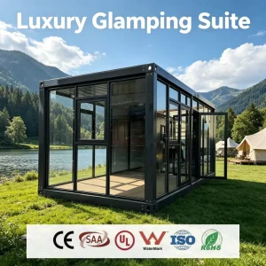 Ready Made Flat Pack Container Home 20ft with Panoramic Glass Wall for Beach Resort and Modern Family Living Rental Asset