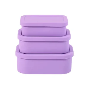Rectangle 3 Size BPA Free Portable Kitchen Bento Silicone Food Storage Containers Microwave Lunch Boxes for Kids
