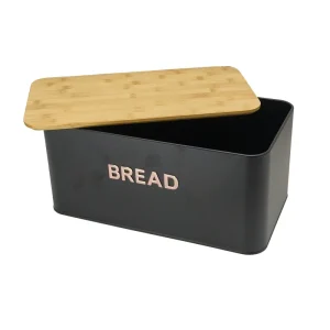 Rectangle Bread Storage Container Holder Bread Keeper Bin Metal Bread Box with Cutting Board Lid