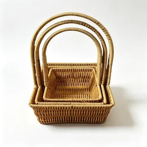 Rectangle Woven Flexible Garden Plastic Basket with Handle Decorative Storage Basket for Flower Bouquet Holiday Gift Packaging