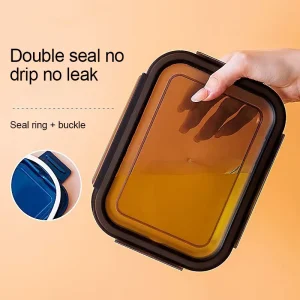 Rectangular Borosilicate Glass Food Storage Container 1040ml Airtight Silicone Seal Fridge Freezer Safe Lunch Box