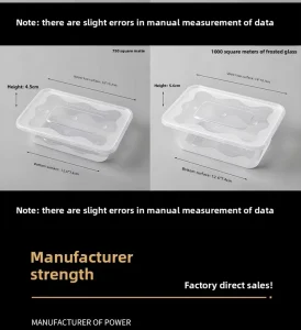 Rectangular Disposable Microwave Safe Thickened Food-Grade Plastic Meal Boxes Lids 0-1L Capacity Fruit Salad Takeout