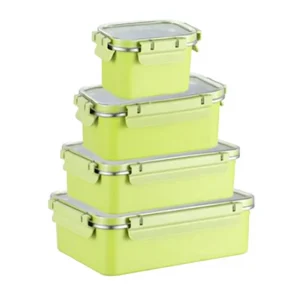 Rectangular Multi Size Nestable Eco Friendly Portable Stainless Steel Lunch Box Plastic Lid for Bakery Fruit Pastry Cold Storage