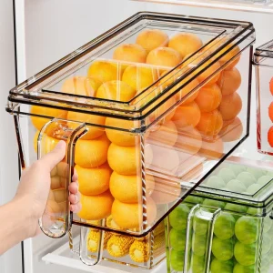 Rectangular Plastic Stackable Large Capacity Food Storage Container with Sealed Lid for Kitchen