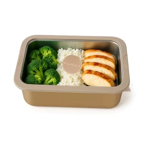 Rectangular Stainless Steel 1200ml Leakproof Lunch Box with Glass Lid