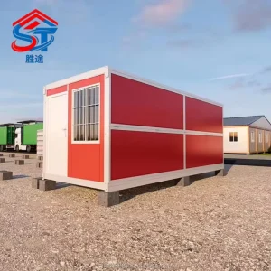 Red Custom X Type Folding Container House Prefab Modular Sandwich Panel Modern Office Building Hotel Cabin