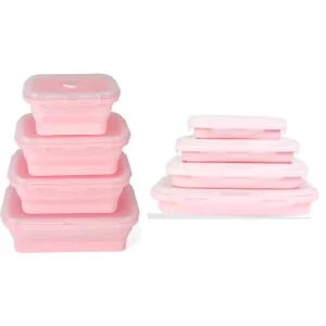 Refrigerator Silicone Snack Storage Container Portable Outdoor Travel Collapsible Silicone Lunch Box for Microwave
