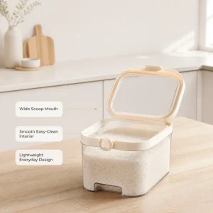 Rental-friendly Plastic Grain Storage Bucket 5L Rice Flour Container Insect-Proof Moisture-Proof Sealed Design