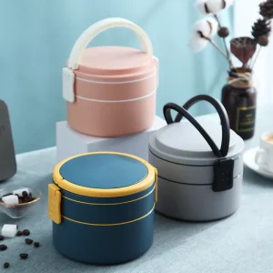 Reusable 2 Layer PP Food Grade Plastic Bento Box School Office Adult Children Lunch Container with Handle for Food Storage Office Use