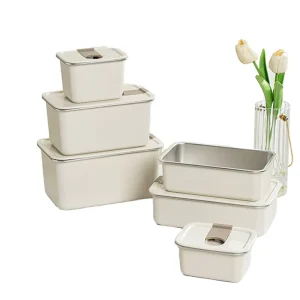 Reusable BPA Free 304 Stainless Steel Food Storage Container with Airtight Plastic Lid Meal Prep Newborn Fruit Fresh Box