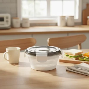 Reusable BPA Free Silicone Bento Lunch Box Single Tier Multifunctional Steamable Design Portable 0-1L Capacity Plastic Lid Meal