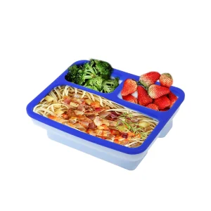 Reusable Foldable Silicone Lunch Box Leakproof Food Storage Meal Prep Bento Container with Logo