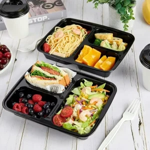 Reusable Meal Prep Plastic Lunch Box With Lids Food Containers 32 oz Takeout Carryout Food Boxes Microwave Freezer Safe