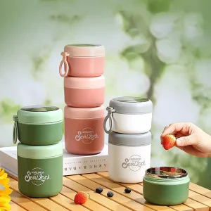 Reusable Stackable Leakproof 304 Stainless Steel Yogurt Oats Containers with Lids Breakfast Lunch Snacks Storage