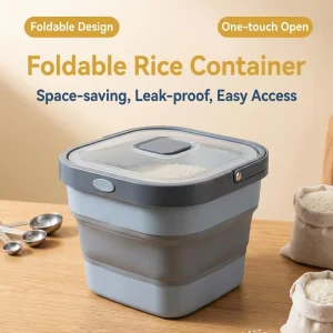 Rice Storage Bin BPA Free Foldable Airtight Eco Friendly Leak Proof Large Capacity Clear Window Kitchen Pantry Container