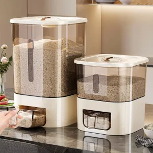 Rice Storage Container 11.5kg Press down Sealed Insect proof Transparent Kitchen Grain Storage Box
