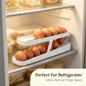 Rollbarer Eierhalter Kitchen Stackable Plastic 2 Tier Automatic Rolling Egg Holder Dispenser Storage Container