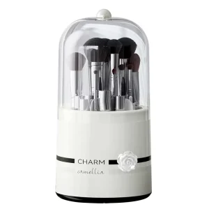 Rotating Plastic Makeup Organizer Desktop Cosmetic Brush, Eyebrow Pen and Lipstick Storage Container