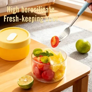 Round Glass High Borosilicate Glass Lunch Box With Lid Microwave Oven Safe Food Storage Container