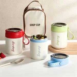 Round Insulant Breakfast Cup Food Storage Jar Soup Cup With Lid Food Storage Container