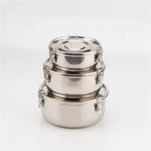 Round Lunch Bento Vintage Lunch Box 3 Tier 304 Stainless Steel Lunch Box Food Storage Container