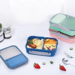 School Office Reusable Microwaveable Leak Proof Triple Tier Meal Prep Food Storage Container BPA free PP 2 Compartment Lunch Box