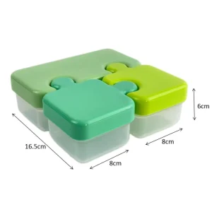 School Puzzle Bento Box Kids Reusable Snack Container Separate 3 Portions Colorful PP Plastic Logo