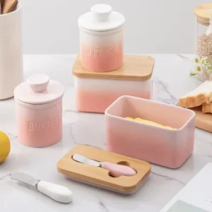 Sealed Ceramic Butter Dish with Lid Creative Storage for Korean Style Household Kitchen Butter Container to Household