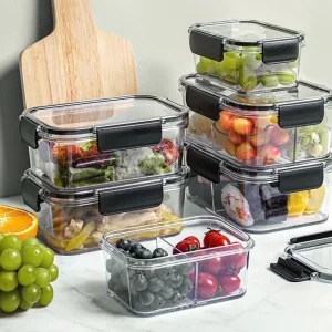 Sealed Lunch Box Refrigerator Fruit Vegetable Fresh Case Organizer Container Transparent Food Storage Container Box With Lid