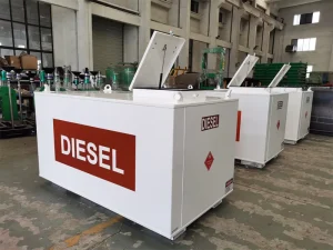 Self-Bunded Cube Fuel Container 2000Liters Portable Diesel Tank with Pump Mini Petrol Station with Trailer Carbon Steel