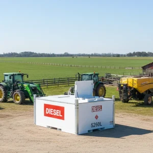 Self Bunded Fuel Tank 1500Gallon Double Wall Mobile Gasoline Station with Auto Nozzle and Level Gauge Sale in Australia