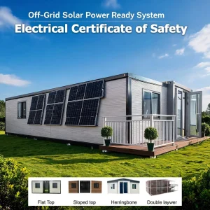 Self Sustaining Independent Living Hurricane Rated 40ft Prefabricated Cabin 2 Bathroom Expandable Modular Residential Unit
