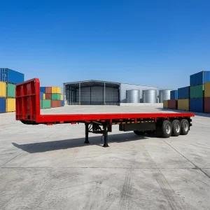 Shipping Container 40ft 50 Ton Flatbed Semi Trailer 3 Axle Flat Bed Truck Trailer