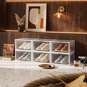 Side Drop Shoe Storage Box Sneaker Box Shoe Container Vintage Pair Running Shoes Sports Casual Shoes Men’s Fashion