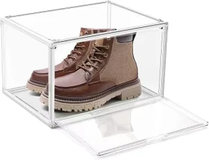 Side Open Design Transparent Stackable Shoe Storage Boxes Durable Plastic Eco Friendly Waterproof Customized Color Space Saving