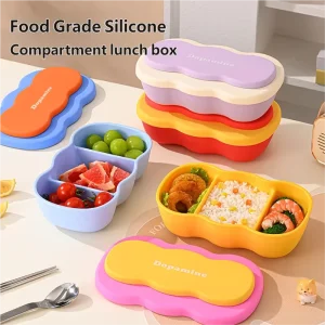 Silicone Bento Container Food Storage Box Leakproof Microwave Safe Lunch Box Kids Lunch Box