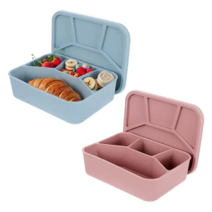 Silicone Bento Lunch Box High capacity BPA Free Food Storage Box with Lid Square Dishwasher and Freezer Safe