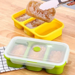 Silicone Freezing Tray with Lid Portable Lunch Box Reusable Silicone Freezer Tray for Soup