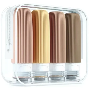 Silicone Travel Bottles 4Pack Squeezable Leak Proof Toiletry Containers for Shampoo Lotion Cosmetic Use