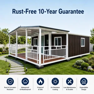 Sloped Roof Luxury 20ft Prefabricated House with Invisible Screw Aesthetic for High End Modular Living and Investment
