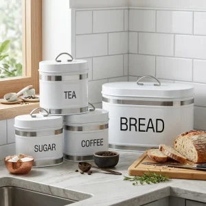 Smooth Powder Coated Iron Modern Oval Bread Storage Box Coffee Candy Tea Can Insulated Portable Easy Clean