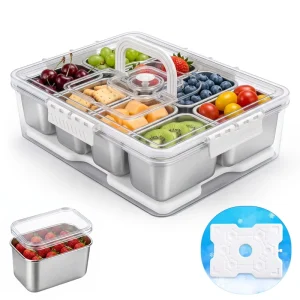 Snackle Box Container with Lid and Handle Food Organizer for Outdoor Travel Party Beach Picnic
