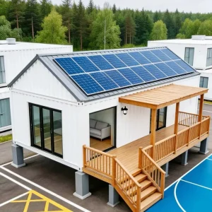 Solar Power Photovoltaic Container House 20ft Modern Breathable Flatpack Modular Prefab Office Building Quick Install