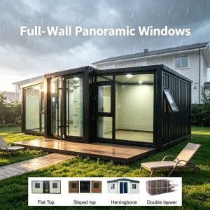 Soundproof Insulated Prefabricated Tiny Home with Panoramic View and Sun Terrace for Garden Office Studio
